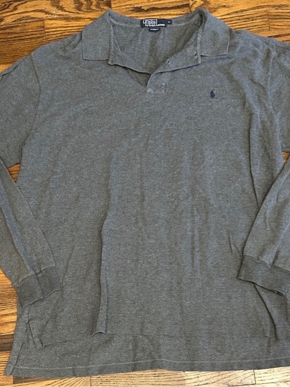 Ralph Lauren Men's Long Sleeve Polo — Heather Gray with Navy Pony